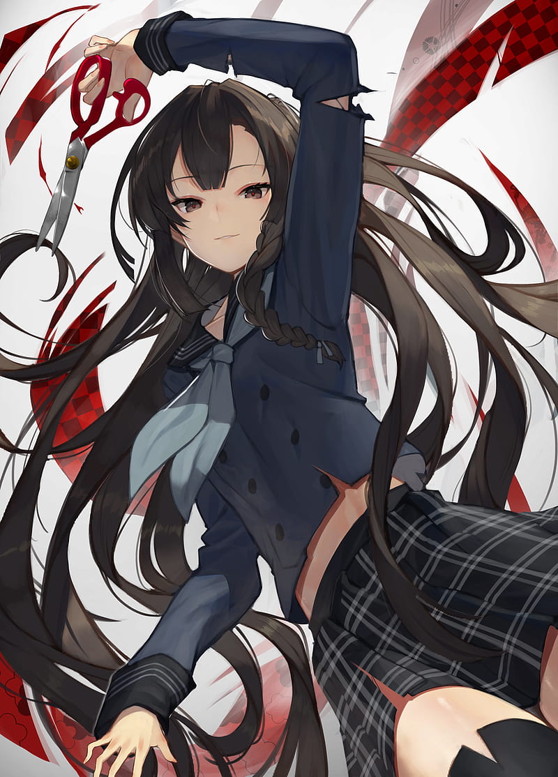 HD wallpaper: Dark Anime, Girl, Long Hair, Dark Background, Red Eyes