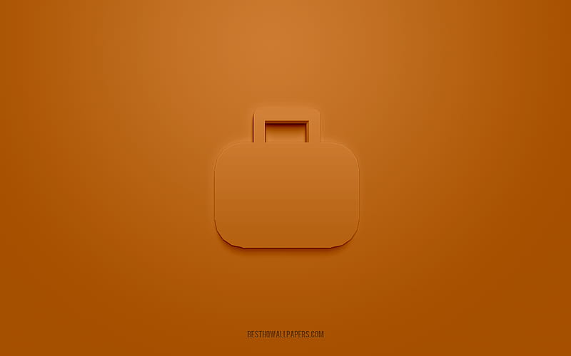 Briefcase 3d icon, white background, 3d symbols, Briefcase, Business icons, 3d icons, Briefcase sign, Things 3d icons, HD wallpaper