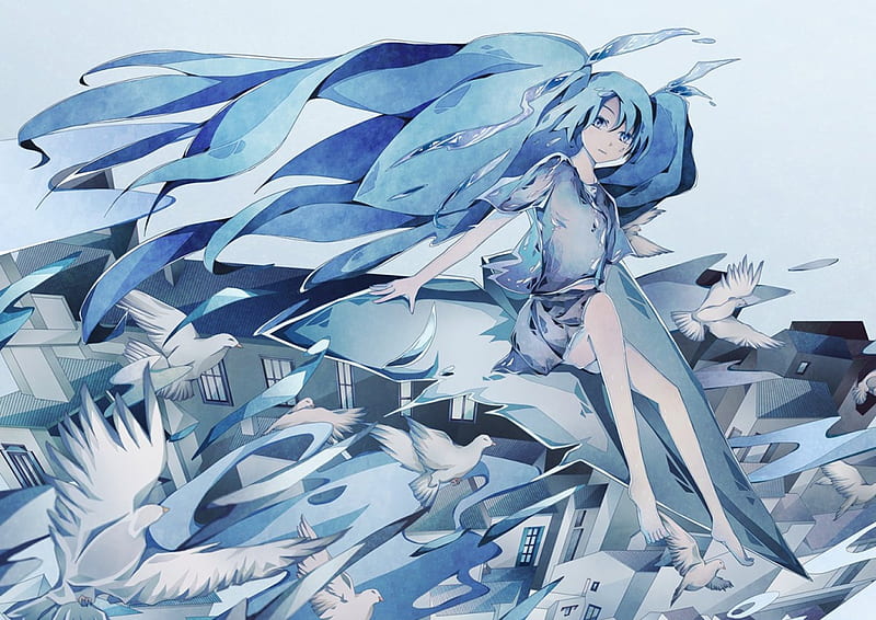 Raining Miku, vocaloid, miku, hatsune, rainning, HD wallpaper