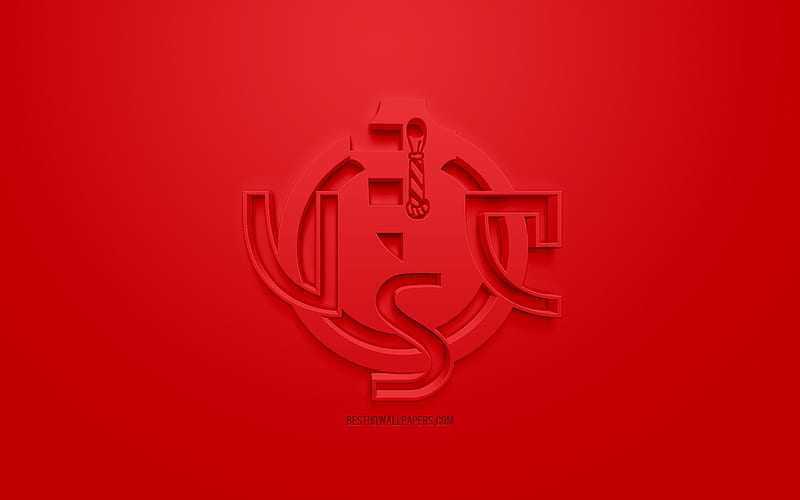 US Cremonese, creative 3D logo, red background, 3d emblem, Italian football club, Serie B, Cremona, Italy, 3d art, football, stylish 3d logo, HD wallpaper