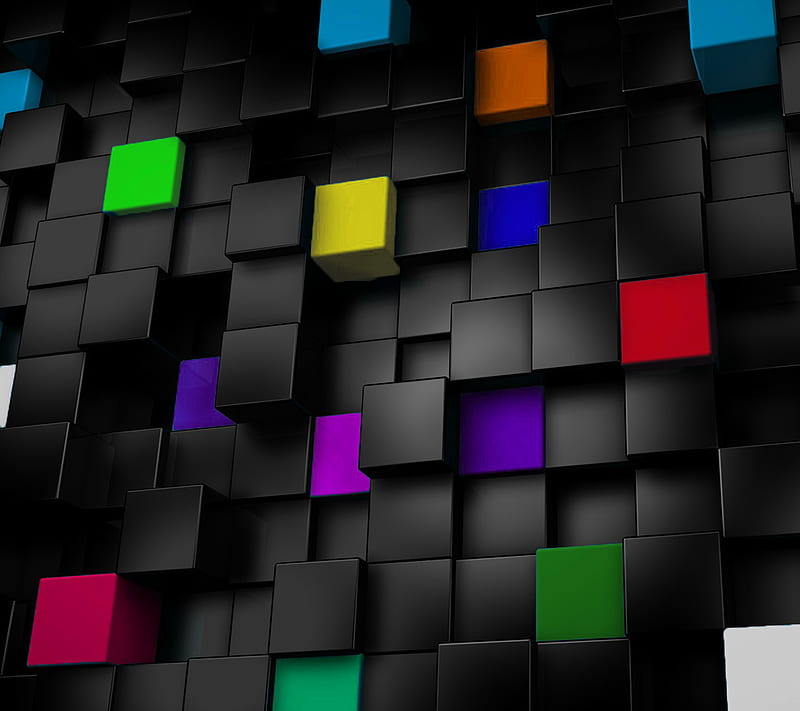 Cubos de color 3d, cubo, arco iris, paredes, Fondo de pantalla HD | Peakpx