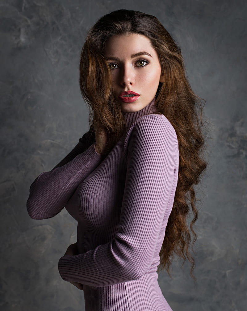 Anastasija Filimonova Women Model Portrait Purple Dress Ilya Baranov Hd Phone Wallpaper