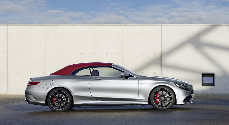 2017 Mercedes-AMG S63 Cabriolet Edition 130 (Color: Alubeam Silver; Fabric Soft Top: Red) - Side , car, HD wallpaper