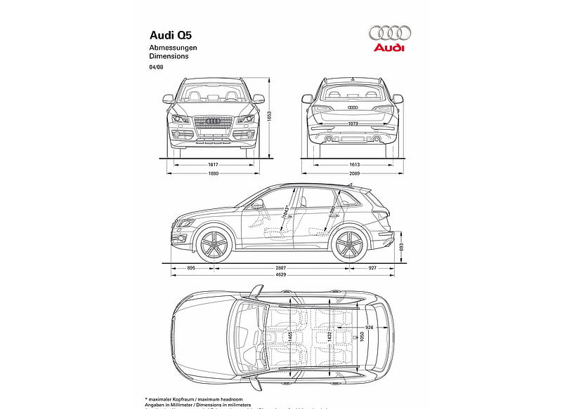 Audi Q5 (2009) Dimensions, car, HD wallpaper