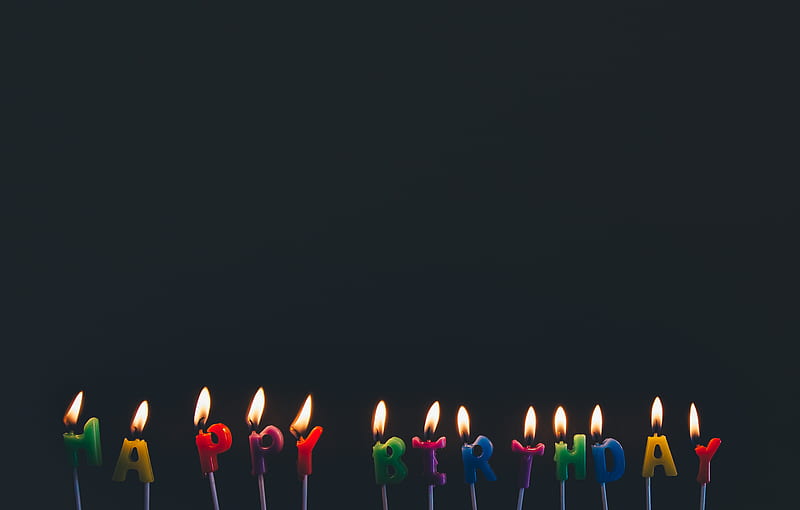 assorted-color Happy Birtay candles with flames, HD wallpaper