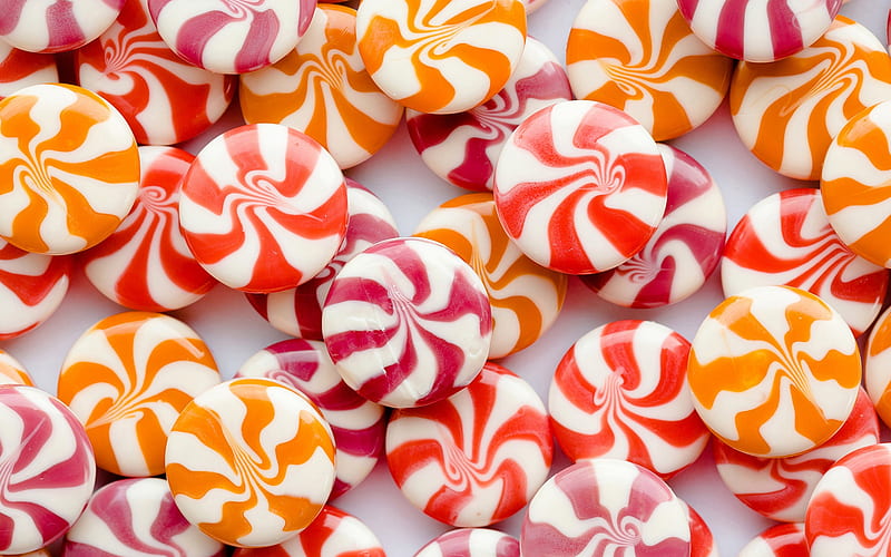 candy canes texture, multicolored candies, background with candies, food texture, sweets, candies, HD wallpaper