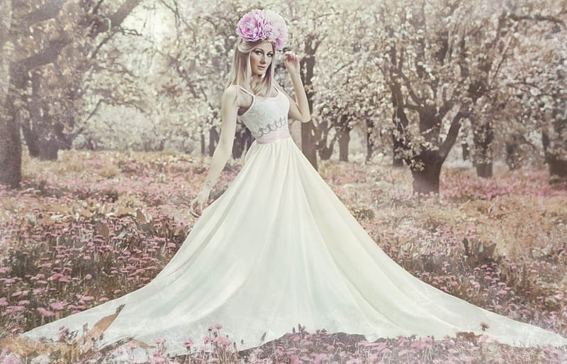 Bride, beauty, flowers, lady, HD wallpaper | Peakpx