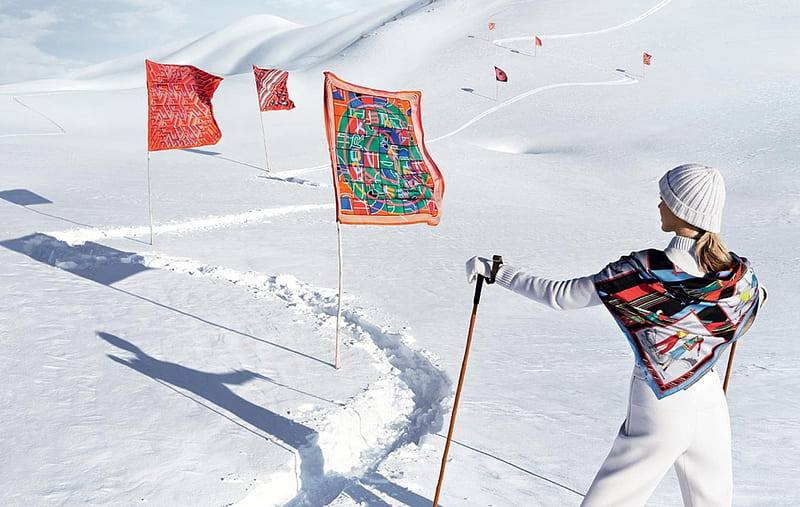 Ski Girl, graphy, girl, snow, serene, bonito, ski, woman, winter, HD wallpaper