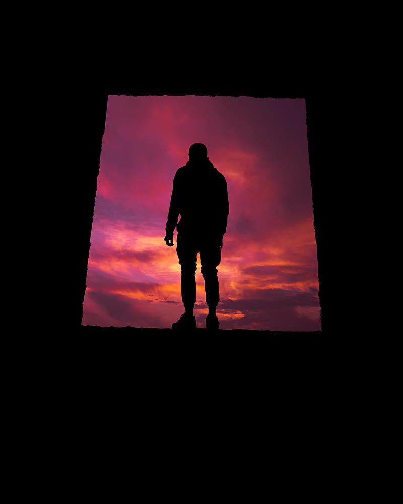 silhouette, sunset, lonely, loneliness, HD phone wallpaper