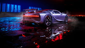 Wet Bugatti Chiron, bugatti-chiron, bugatti, 2018-cars, carros, artist, behance, HD wallpaper