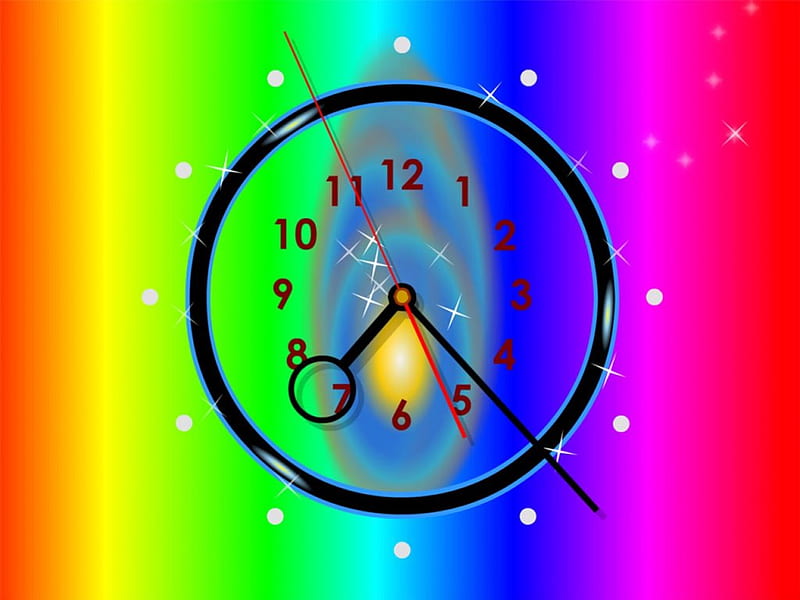 Colorful Clock, hands, time, colors, clock, numbers, rainbow, HD wallpaper