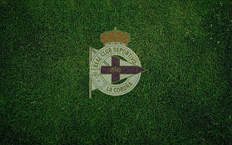 Racing Santander FC, golden logo, La Liga 2, green metal background,  football, HD wallpaper