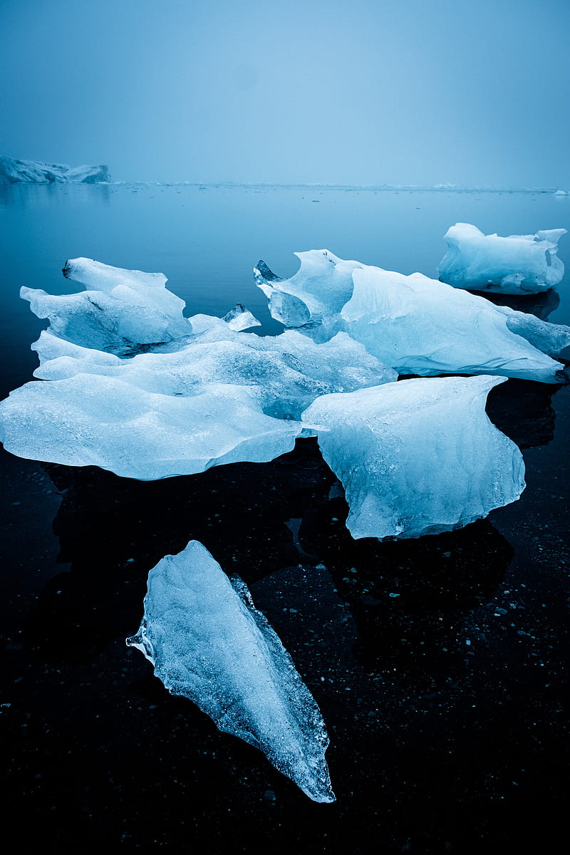 ice, floes, frozen, horizon, HD phone wallpaper