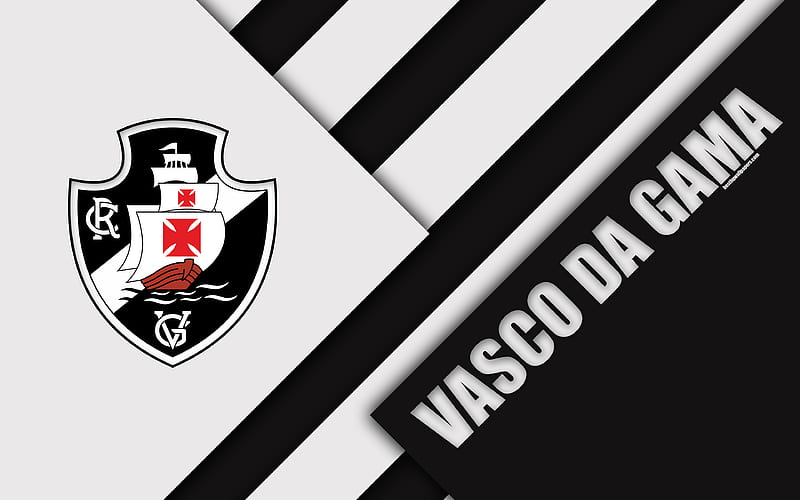 Vasco da Gama FC, Rio de Janeiro, Brazil material design, white black abstraction, Brazilian football club, Serie A, football, HD wallpaper