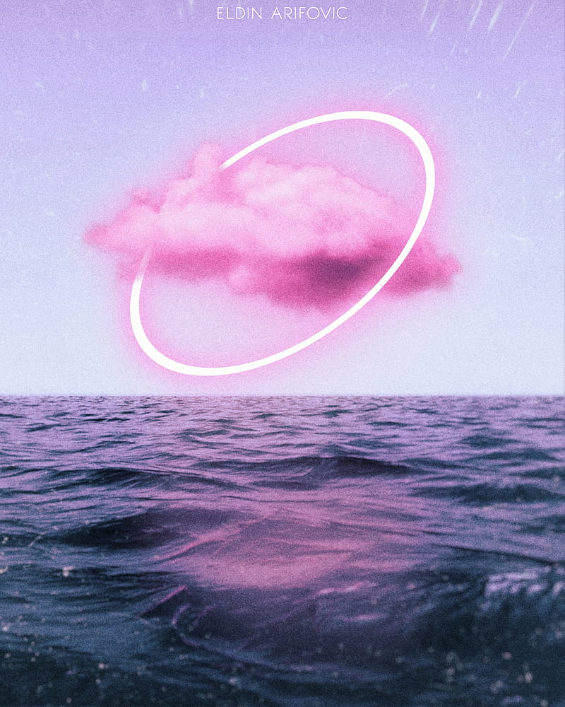 Neon Cloud Pink, art, ocean, hop, reflection, ring, water, HD