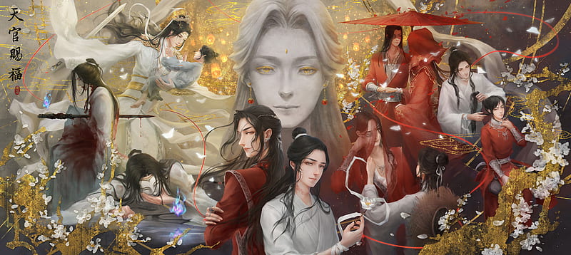 Anime, Tian Guan Ci Fu, Crimson Rain Sought Flower, His Royal Highness the Crown Prince of Xianle, Hua Cheng, San Lang, Xie Lian, HD wallpaper