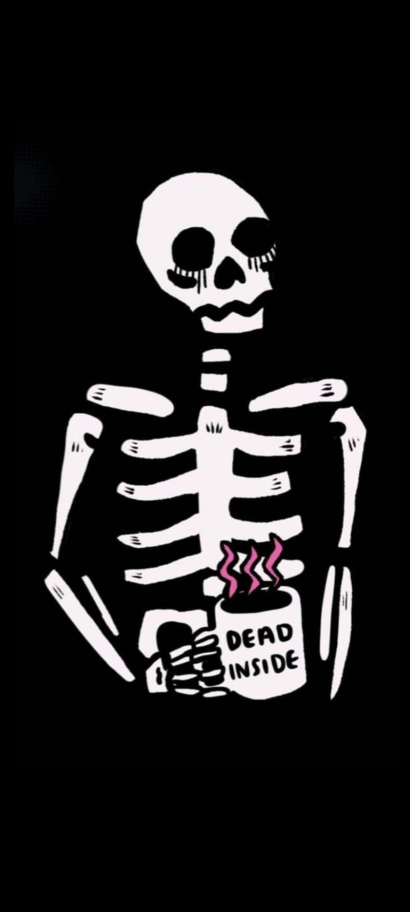 Dead Inside, coffee, death, depression, emotions, feelings, sad, skeleton, skull, HD phone wallpaper