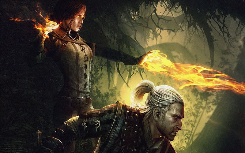Assassins of Kings, the witcher, video game, witcher, magic, the witcher 2- assassins of kings, assassin, adventure, fire, fantasy, soul, the witcher 2, HD wallpaper