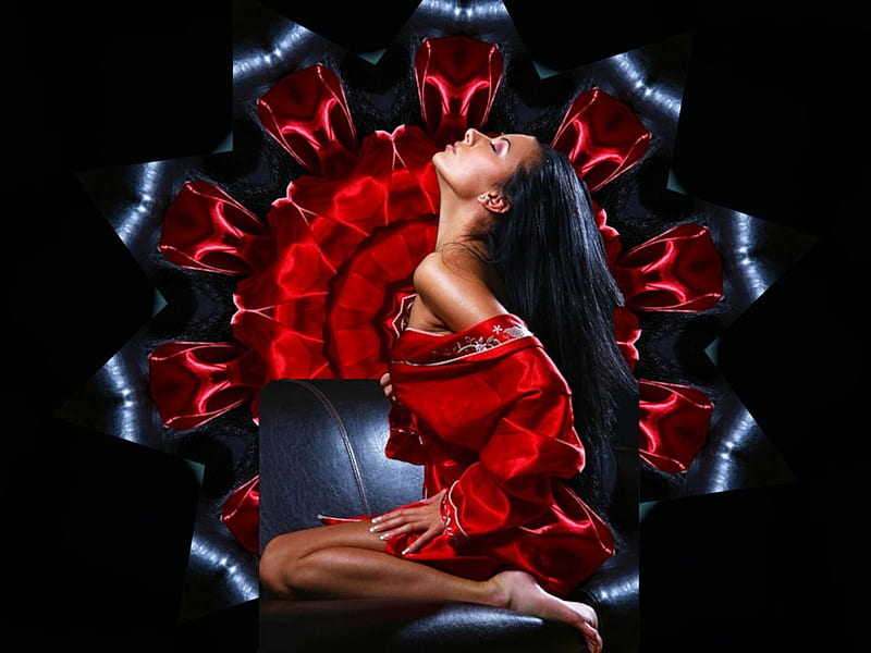 Red Passion, the WOW factor, etheral women, color on black, women are special, womens wardrobe, female trendsetters, red blue tan attire, album, HD wallpaper