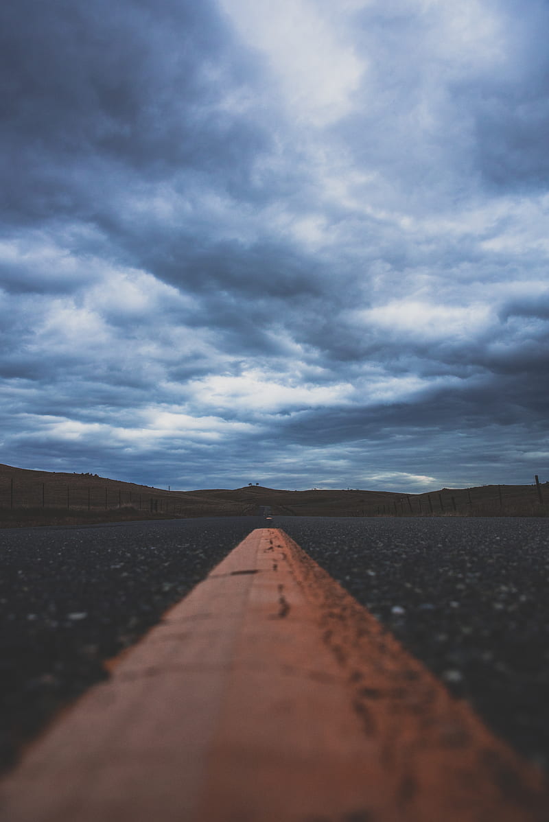 low angle graphy of gray concrete road under cumulus clouds, HD phone wallpaper