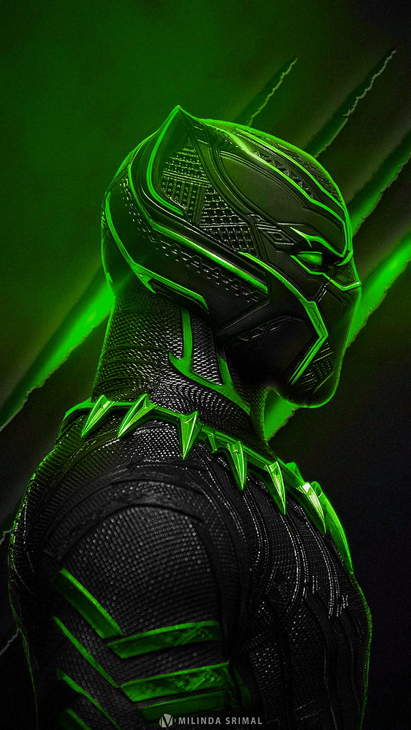 Black Panther, green, hero, super, superhero, HD phone wallpaper