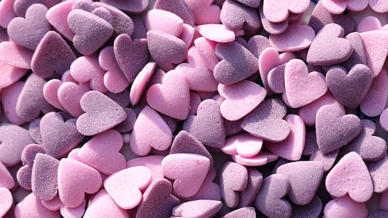 :), sweet, purple, valentine, dessert, texture, heart, candy, pattern, food, HD wallpaper