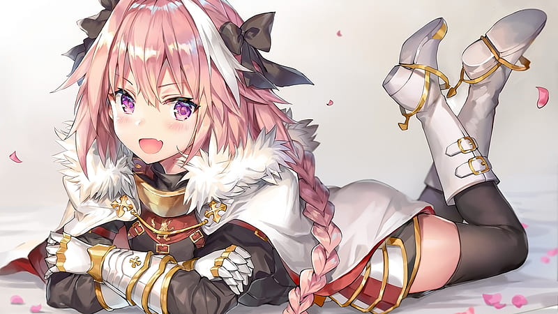 Astolfo With Brown Hair Lying On White Bed Astolfo, HD wallpaper