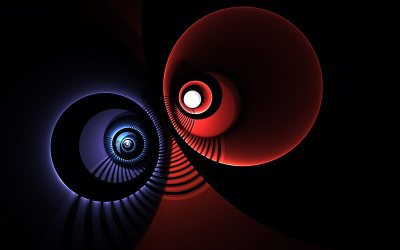 Eyes wide open, red, fractal, eyes, abstract, blue, HD wallpaper