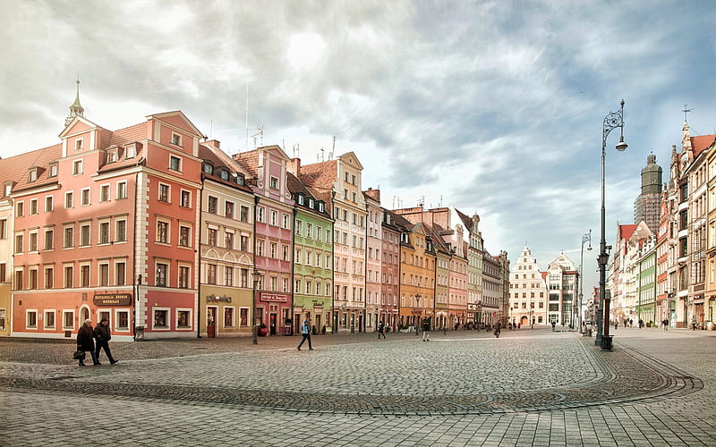 Wroclaw, Market Square, evening, Wroclaw cityscape, old buildings, Poland, HD wallpaper