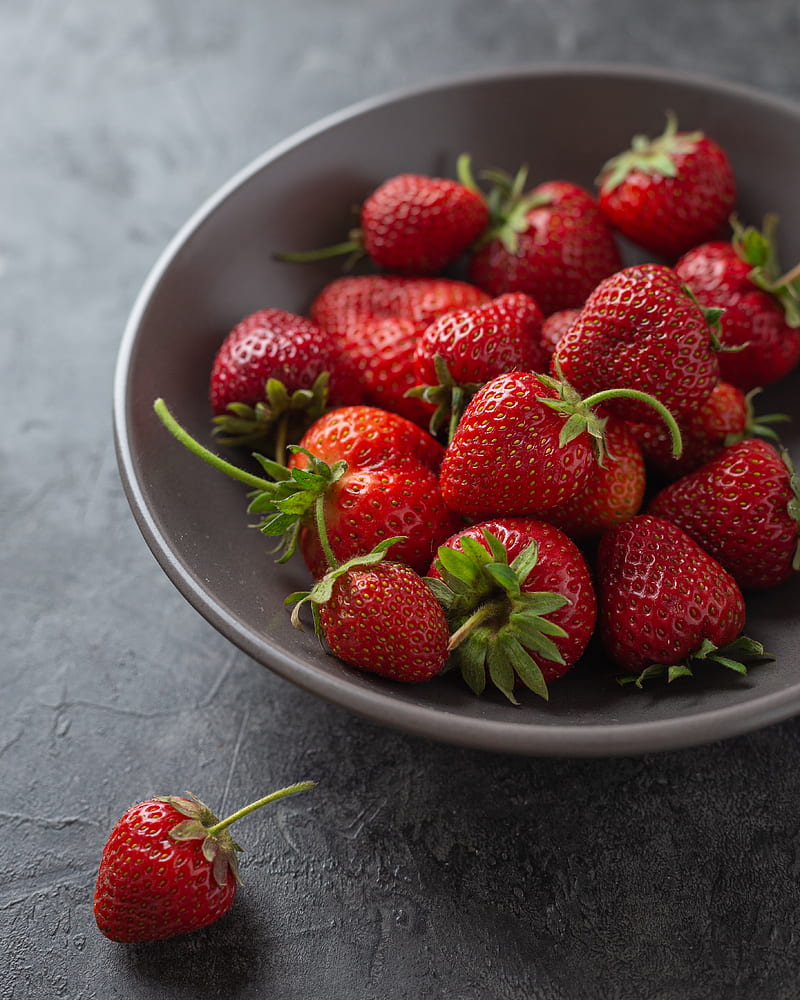 strawberry, berries, fruit, red, bowl, HD phone wallpaper