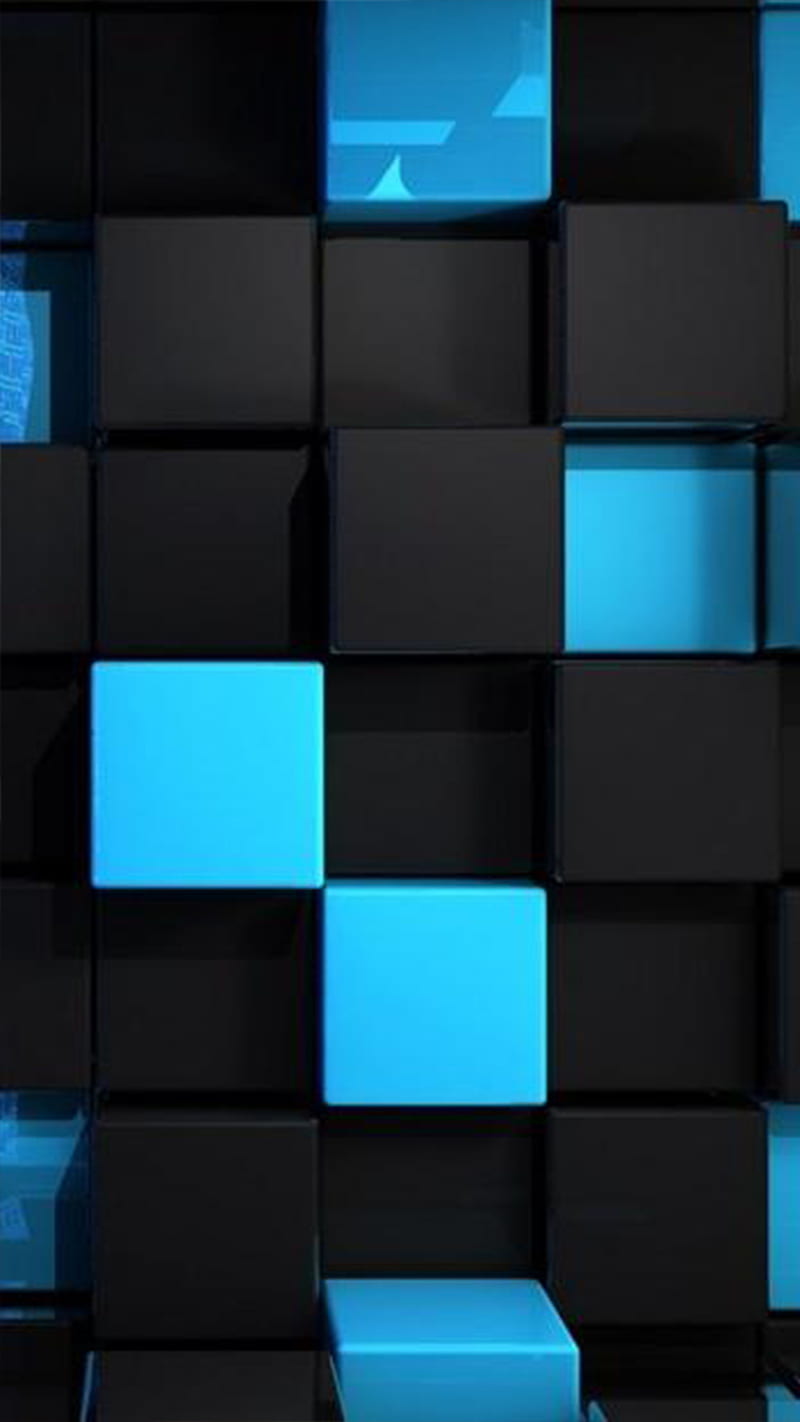 3D Blocks, black, blue, HD phone wallpaper | Peakpx
