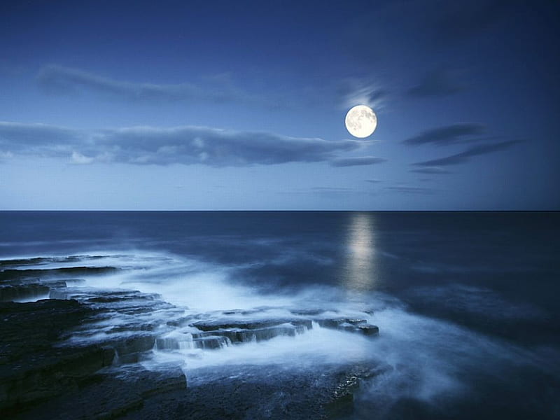 Full Moon, beach, bonito, blue, HD wallpaper | Peakpx