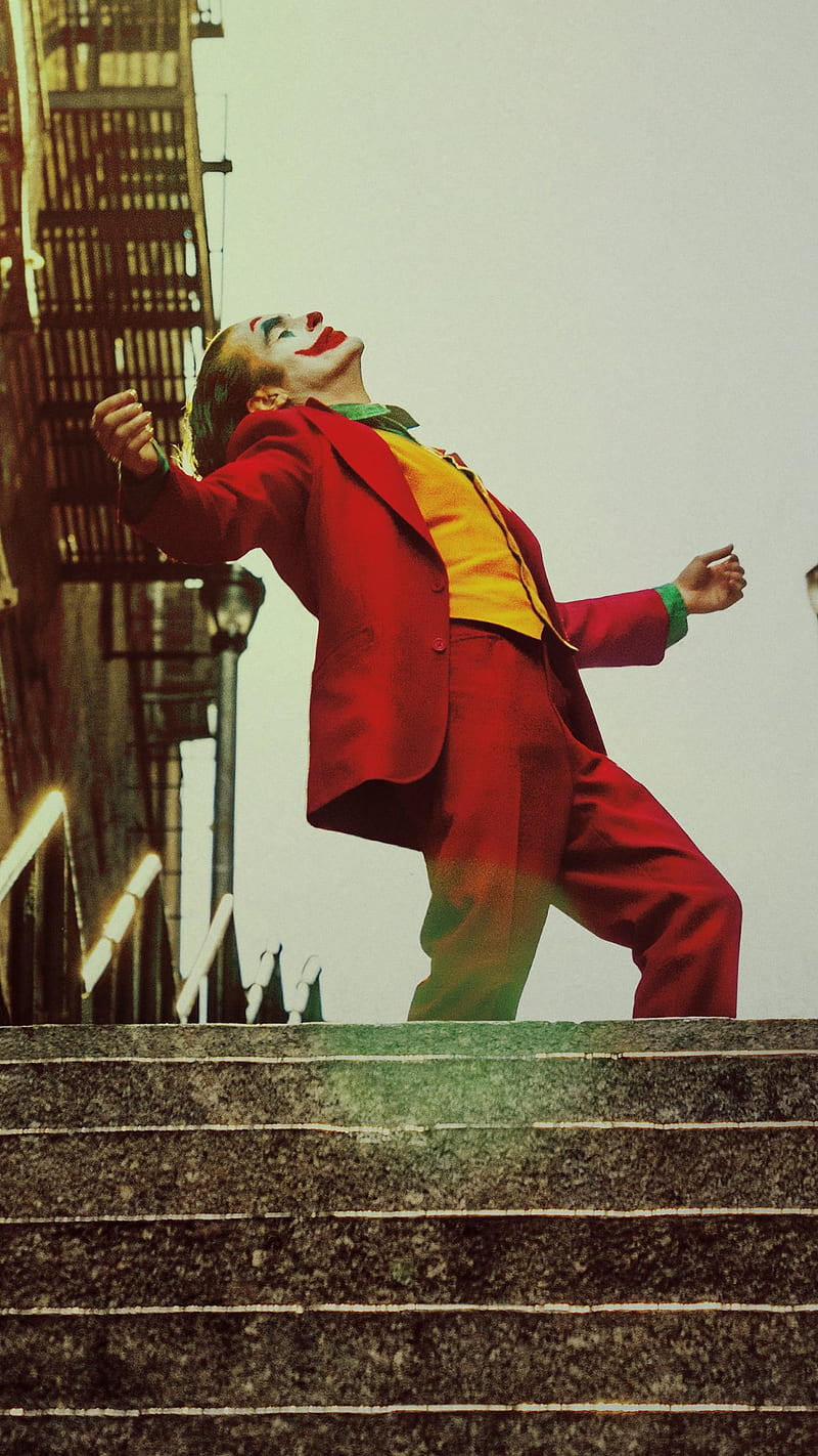 Joker dance , joaquin phoenix, joker 2019, joker stairs, HD phone wallpaper
