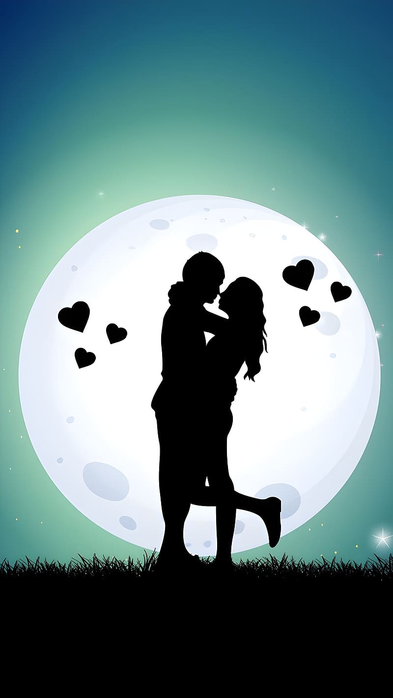 Gb Whatsapp Dp, Couple, Moon Background, silhouette, HD phone ...