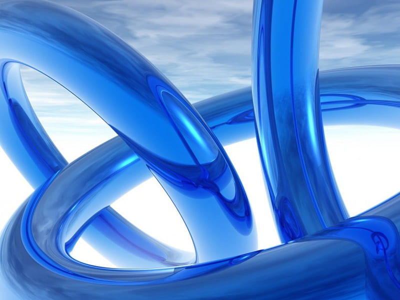 Blue Rings, rings, 3d, cg, mihi, aequus, abstract, blue, HD wallpaper