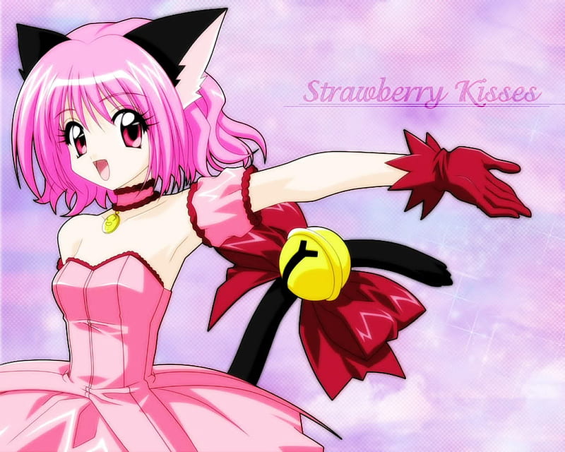Strawberry Kisses, tokyo mew mew, anime, kitty, ichigo momomiya, mew mew power, pink, other, HD wallpaper