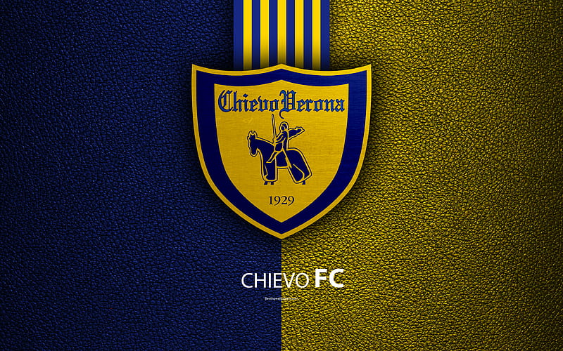 Chievo Verona FC Italian football club, Serie A, emblem, logo, leather texture, Chievo, Italy, Italian Football Championships, AC Chievo, HD wallpaper