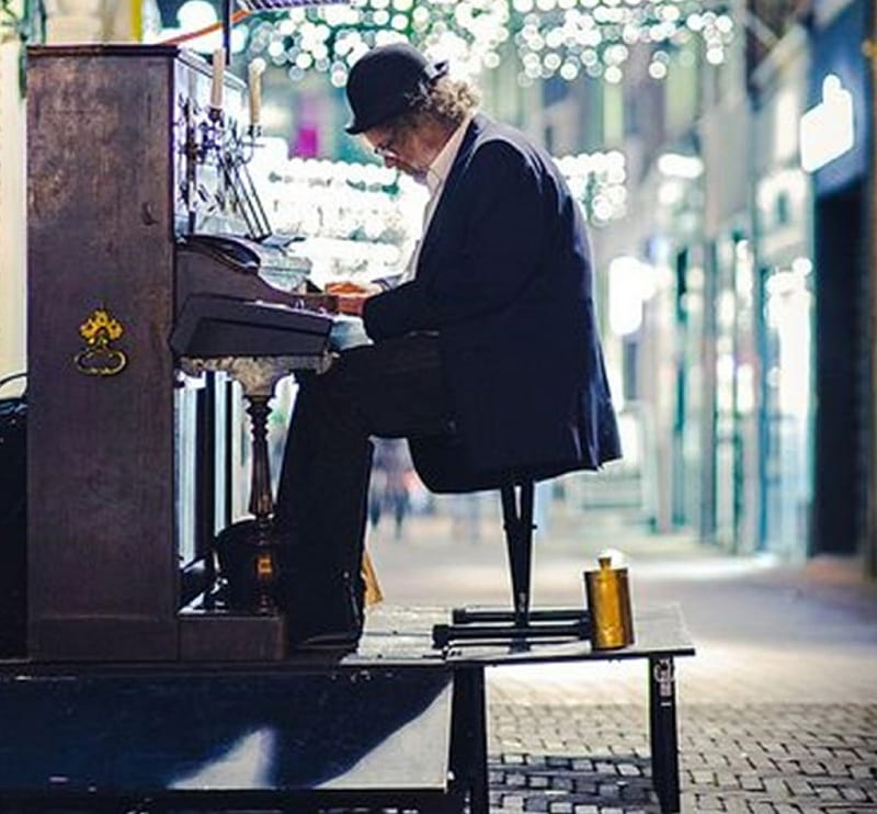 Street Misician, cool, people, music, graaphy, piano, HD wallpaper