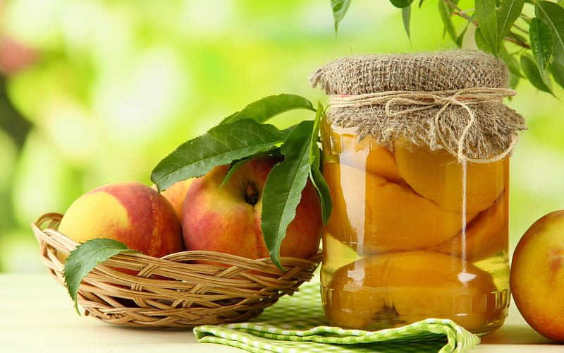 *** Fruits in jar ***, nature, fruits, jar, peaches, HD wallpaper