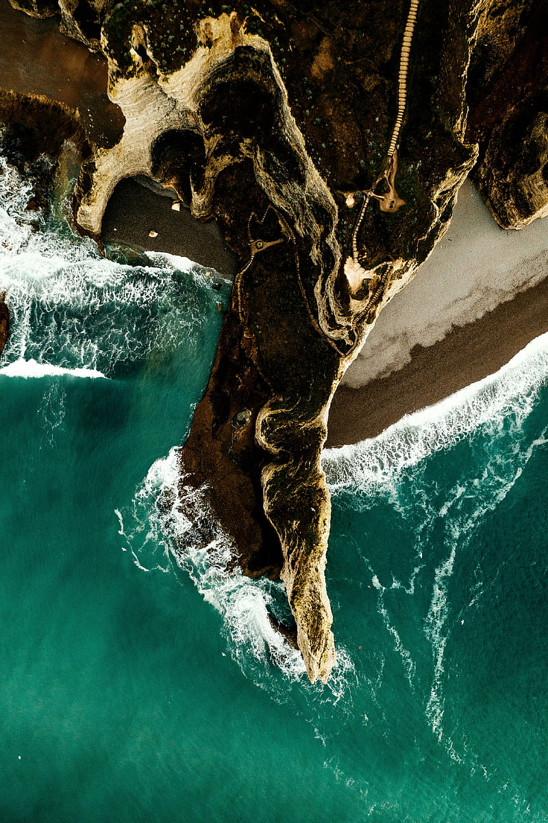 coast, beach, aerial view, island, sea, HD phone wallpaper