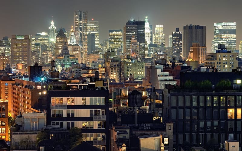 Cities, Night, Usa, City, New York, Lower Manhattan, HD wallpaper