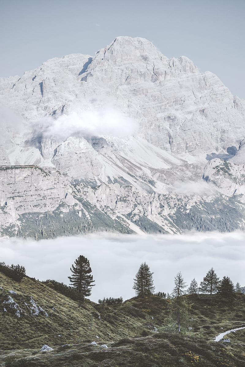 Gray Mountains Under Blue Sky, HD phone wallpaper