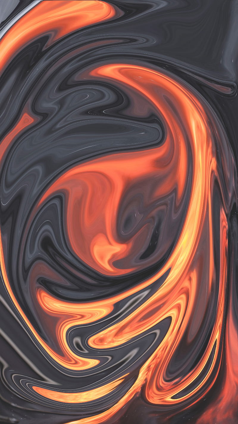 Orange Liquid Ink, art, black, HD phone wallpaper
