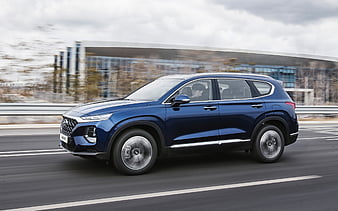 Hyundai Santa Fe, 2019 front view, blue crossover, new blue Santa Fe, Korean cars, Hyundai, HD wallpaper