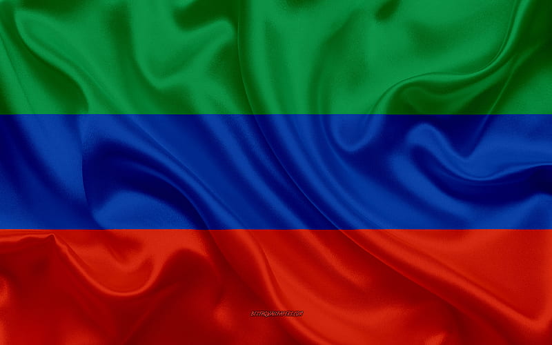 Flag of Dagestan silk flag, Federal subjects of Russia, Dagestan flag, Russia, silk texture, Dagestan Republic, Russian Federation, HD wallpaper