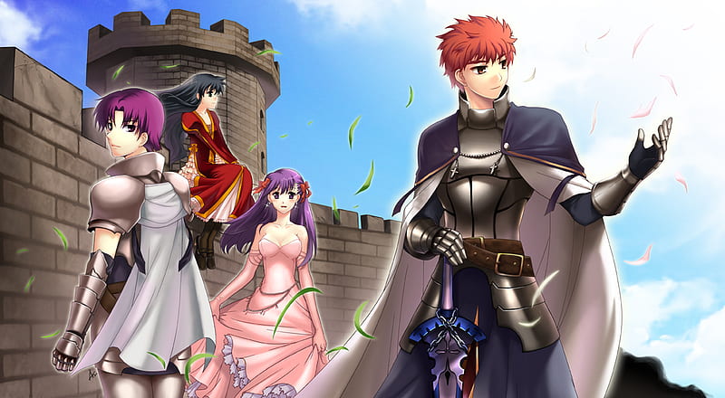 The New Era of Knight, saber, red, game, shirou, fate stay night, anime, girls, pink, mage, historical, blue, fate hollow ataraxia, sakura, female, male, boy, rin, bazett, castle, knight, HD wallpaper