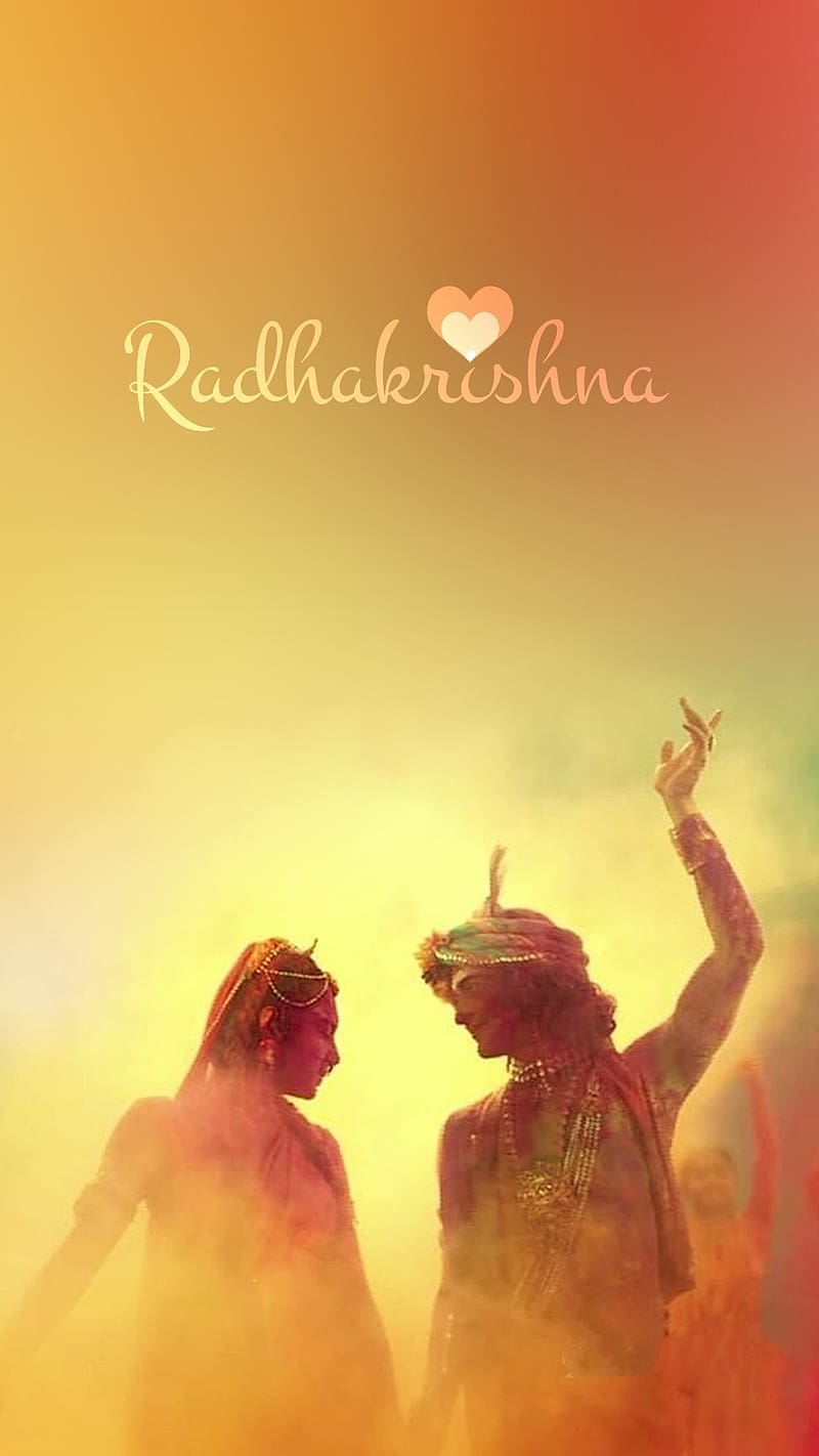 Radha Krishna Playing Holi Wallpaper