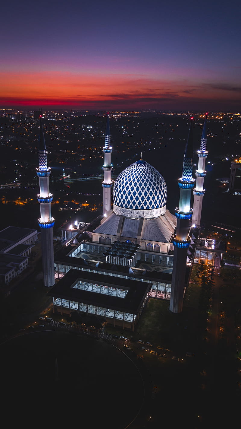 Masjid , beautiful masjid, city, lights, HD phone wallpaper