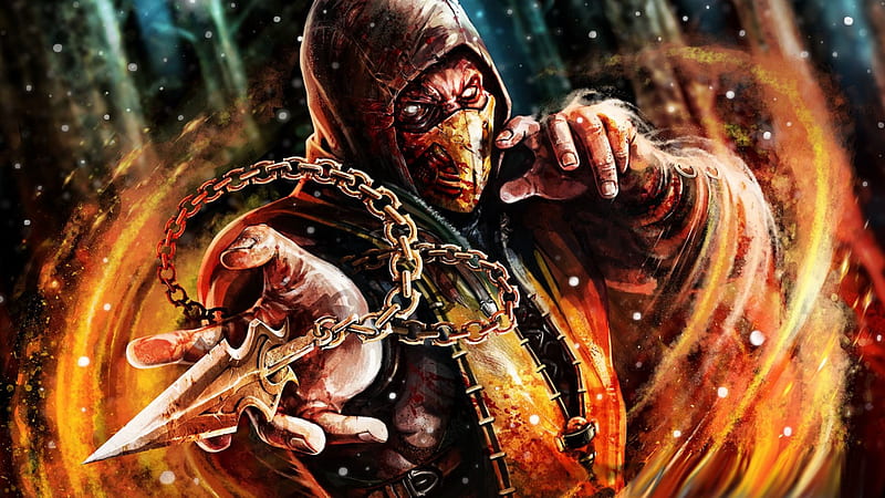 Mortal Kombat X Scorpion Fan Art, Mortal Kombat X, ps4, MK, Scorpion, NetherRealm Studios, xbox one, Warner Bros, HD wallpaper