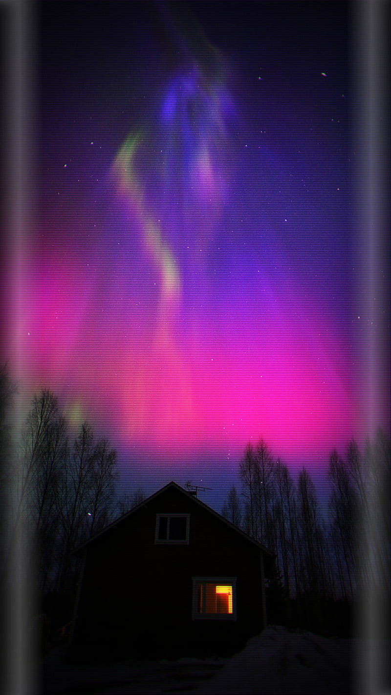 Aurora borealis, beauty nature, edge, night, purple, s7, s8, HD phone wallpaper